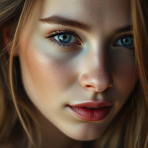 Close-up portrait of a woman with soft, natural lighting.